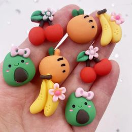 Decorative Figurines 10PCS Resin Colourful 3D Radish Banana Avocado Cherry Flatback Figurine Cabochon Scrapbook DIY Hair Bow Hairpin Craft