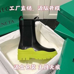 Martin Boots Designer High Boot Botega Botteega Version Venetas Same Mid Length Thick Soled Genuine Leather Women's Pipes Chelsea Color Women HJ4N