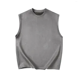 Men's Tank Tops Summer Round Neck Loose Large Size Casual Sports Solid Colour Daily All-Match Classic