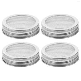 Dinnerware 4pcs Stainless Steel Mesh Sprouting Lid Mason Jar Lids For Growing Bean Broccoli