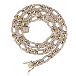Mens Trendy Jewellery Gold Silver Colour Iced Out Ful CZ Figaro Chains Necklace Mens Bling Diamond Link Chain Rapper Hiphop Charms Gi286n