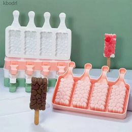 Ice Cream Tools 4 cell Love Silicone Ice Cream Mold DIY Heart Chocolate Dessert Popsicle Mould Tray Ice Cube Maker Homemade Tool Summer Supplies YQ240130