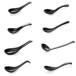 Soup Spoon Black Matte Ladle Spoon Plastic Japanese Style Melamine Tableware Anti-Fall Tortoise Shell Shaped253L