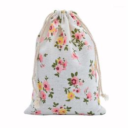 50pcs Linen Cotton Bag 10x14cm Muslin Cosmetics Gifts Jewellery Packaging Bags Cute Drawstring Gift Bag & Pouches1273L