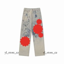 Chromees Hearts Jean Designer Make Old Washed Jeans Chrome Straight Trousers Heart Letter Prints for Kusbi Jeans Women Men Casual Long Style Chrome Purple Jeans 4516