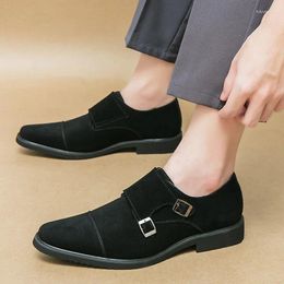 Dress Shoes Men's Suede Patent Leather Monk Strap Slip On Driving Male Formal Wedding Prom Homecoming Sapatos Tenis Masculino