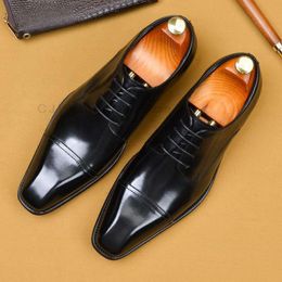 High Quality Oxfords Derby Shoe Genuine Leather Male Handmade Wedding Party Formal Dress Shoes for Men Lace-up Office
