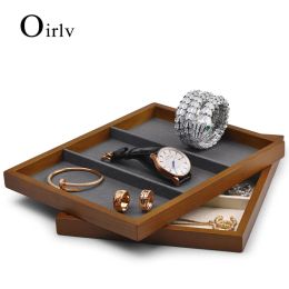 Rings Oir Solid Wood Jewellery Tray Ring Earring Display Showcase Jewellery Organiser Watch Necklace Pendant Show Plate Jewellery Storage