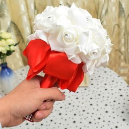 Bridal Wedding Bouquet Foam Artificial Handmade Flower Gift Artificial Flowers Hand Bouquet Rose Bride Wedding Supplies1205r