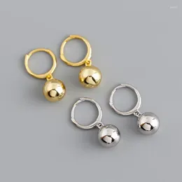 Hoop Earrings SHANICE Korean Style Genuine 925 Sterling Silver Dangle 8mm Round Ball Hanging Women Anti-Allergy Fine Jewellery