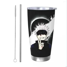 Tumblers Gojo Satoru Jujutsu Kaisen Tumbler Vacuum Insulated Anime Thermal Cup Flask Office Home Mugs Water Bottle 20oz