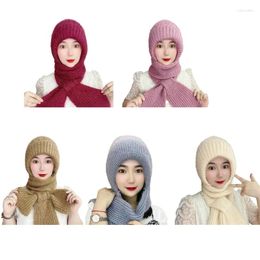 Scarves 2 In 1 Women Teens Hooded Scarf Sets Winter Knit Pullover Hat Autumn Warm Adult Warmth Gift For Girlfriend