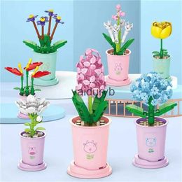 Blocks Building Block Bouquet 3D Model Toy Mini Flowers DIY Assembly Brick Home Decoration Plant Potted Kids Educational Giftvaiduryb