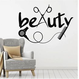 Wall Stickers Barber Tools Decal Hair Shop Hairdresser Beauty Salon Interior Decor Window Personalised Art Wallpaper N1797246Y