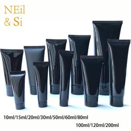 10ml 30g 50ml 60ml 80g 100ml 200ml Black Plastic Soft Bottle Cosmetic Facial Cleanser Cream Squeeze Tube Empty Lotion Containers T198C