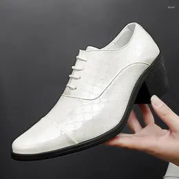 Dress Shoes Men Formal High Heels Oxfords Soft Mocassins Male Flower Red Height Increase White Driving Wedding Boat