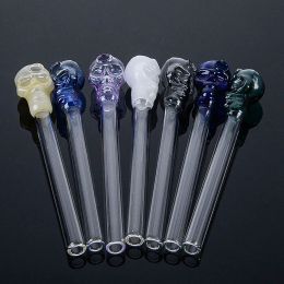 5 Inch Pyrex Glass Oil Burner Pipes Skull Smoking Pipes Colorful Unique Glass Pipes Color Randomly Send SW13 LL