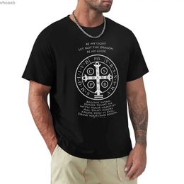 Men's T-Shirts Saint Benedict Medal with prayer(on black) T-Shirt plain t-shirt anime clothes blank t shirts oversized t shirts for men 240130