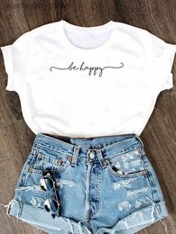 Women's T-Shirt Clothes Women Letter 90s Simple O-neck New Clothing Fashion Short Sleeve Female Top Tee T-shirt Summer Cartoon Graphic T Shirt 240130