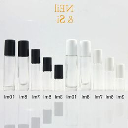 Free Shipping 3ml/5ml/7ml/10ml Transparent Glass Perfume Roller Bottle Cosmetic Make up Essential Oil Massage Roll on Bottles Cnxgw