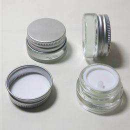 360 x 5g Travel Transparent Small Cute Glass Cream Pot 5g Glass Make up Jars with Silver Aluminum Cap White PE Pad Sqpna