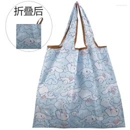 Shopping Bags Cartoon Hellos Kittys Small Folding Bag Cinnamorolls Polyester Eco Friendly Girl Storage Gift