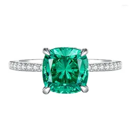 Cluster Rings SpringLady 925 Sterling Silver 9mm Crushed Cut Emerald High Carbon Diamond Engagement Fine Jewellery Women Ring Gift