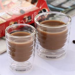6pcs lot Caneca Hand Blown Double Wall Whey Protein Canecas Nespresso Coffee Mug Espresso Coffee Cup Thermal Glass 85ml Y2001042718
