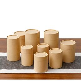 10pcs Lot Kraft Paper Tube Round Cylinder Tea Coffee Container Box Biodegradable Cardboard Packaging For Drawing T Shirt Incense G249k