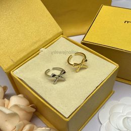 gold Jewellery designer fends rings F Bow Open Ring for Womens Junior Fresh Academy Sweet and Cute Style Versatile Ring