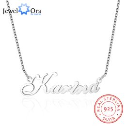 Necklaces JewelOra Custom 925 Sterling Silver Name Necklace Russian Personalised Nameplate Necklace Jewellery Gift for Women