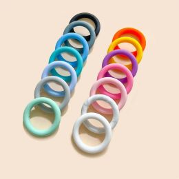Necklace 10pcs Baby Silicone Ring 65mm Teether Beads Food Grade Baby Teething Chew Necklace Toys DIY Pacifier Chain Jewelry Accessories