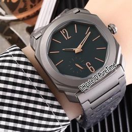 New Octo Finissimo 103011 Rose Gold Mark Automatic Mens Watch Titanium Steel Black Dial Stainless Steel Sports Watches Cool Pureti257l