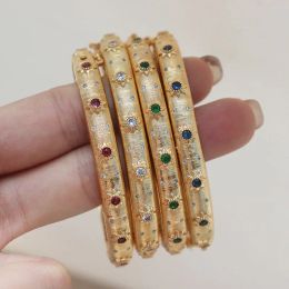 Bracelets 14 18k Real Gold Plated Metal Emerald Ruby Sapphire CZ Zircon Cuff Bangle Women Gift Luxury Designer Italy Egypt Vintage Jewelry