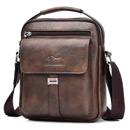 Kangaroo Luxury Brand Mens Shoulder Bag Vintage Messenger Leather Men Handbag Split Crossbody Bags For 240119