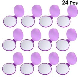 Mirrors 24pcs Portable Makeup Mirrors Mini Folding Mirrors Christmas Gift Pocket Mirrors Round Cosmetic Mirrors Simple Makeup Mirror