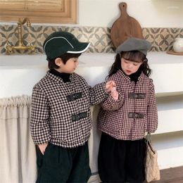 Down Coat Kids Fashion Plaid Quilted Coats Boys And Girls Thicken Warm Claw Button Jackets Parkas