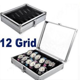 Watch Box Cases 12 Grid Slots Watch Winder Aluminium alloy Inside Container Jewellery Organiser Accessories Display Storage Case1 Box195c