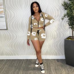 Women's Tracksuits 2024 INS High-end Young Casual Suitable Print Overalls Hooded Full Sleeve Short Pants Skinny Women 2 Piece Set