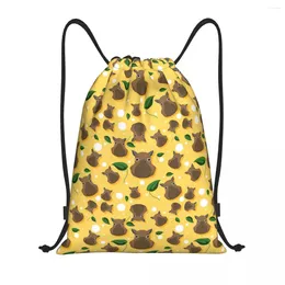 Shopping Bags Cute Capybara Pattern Drawstring Backpack Women Men Gym Sport Sackpack Foldable Training Bag Sack