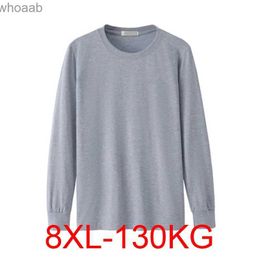 Men's T-Shirts Mens T-Shirt Long Sleeve Winter 7XL 8XL 134cm Large Size 5XL 6XL Cotton Home T-Shirt 240130