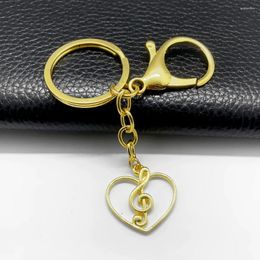 Keychains Exquisite Heart-shaped Metal Music Note Charm Pendant Keychain Personality Matching Jewellery Key Chain