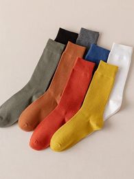 Men's Socks Men Long Solid Vertical Harajuku Striped Deodorant Thick Casual Pair Cotton 5 Color Business