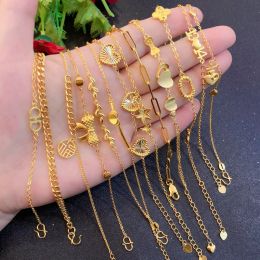 Strands UMQ Simple Fashionable Butterfly Brushed Fine Iins Imitation Pure 18K 24K 14K 999 Gold Bracelet Women's Love Maiden Thick Korean