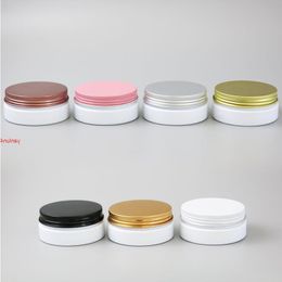 24 x 50g Empty White Cosmetic Cream Containers Jars 50cc 50ml for Cosmetics Packaging Plastic Bottles With Metal Lidsfree shipping by Wbsge