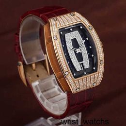 Pilot Watch RM Wrist Watch Richardmilli Wristwatch RM007 Women's Series Black Lip Full Diamond White Gold Full Sky Star 18k Rose