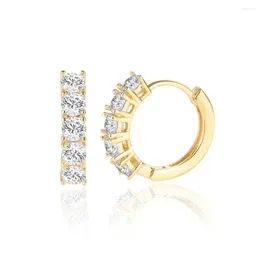 Hoop Earrings Round Inlaid Cubic Zirconia Fashionable Hiphop Huggie Stud Decorative Ornaments For Neutral