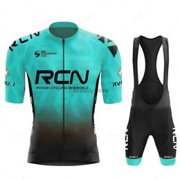 Men's Tracksuits 2023 RCN Team Cycling Jersey Set Summer Breathab Road Bicyc Suit Riding Uniform Bike MTB Clothing New Sports Cycling KitsH24130