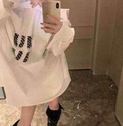 Summer fallow Shirt Designer Blouse Fashion All-Match Ice Silk Cotton Shirts Rhinestone Letters Long Sleeved Womens Casual Coat