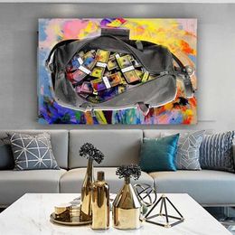 Canvas Painting Secure The Bag Oil Painting Money Posters And Prints Wall Art Picture For Living Room Home Decor No Frame258g